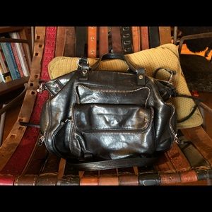 Joelle Hawkens Moto black leather purse GUC
